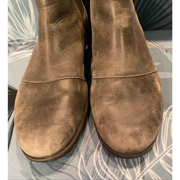 Sorel Harlow Gray Leather Chelsea Pull On Ankle Boots sz 10 - Picture 3 of 9